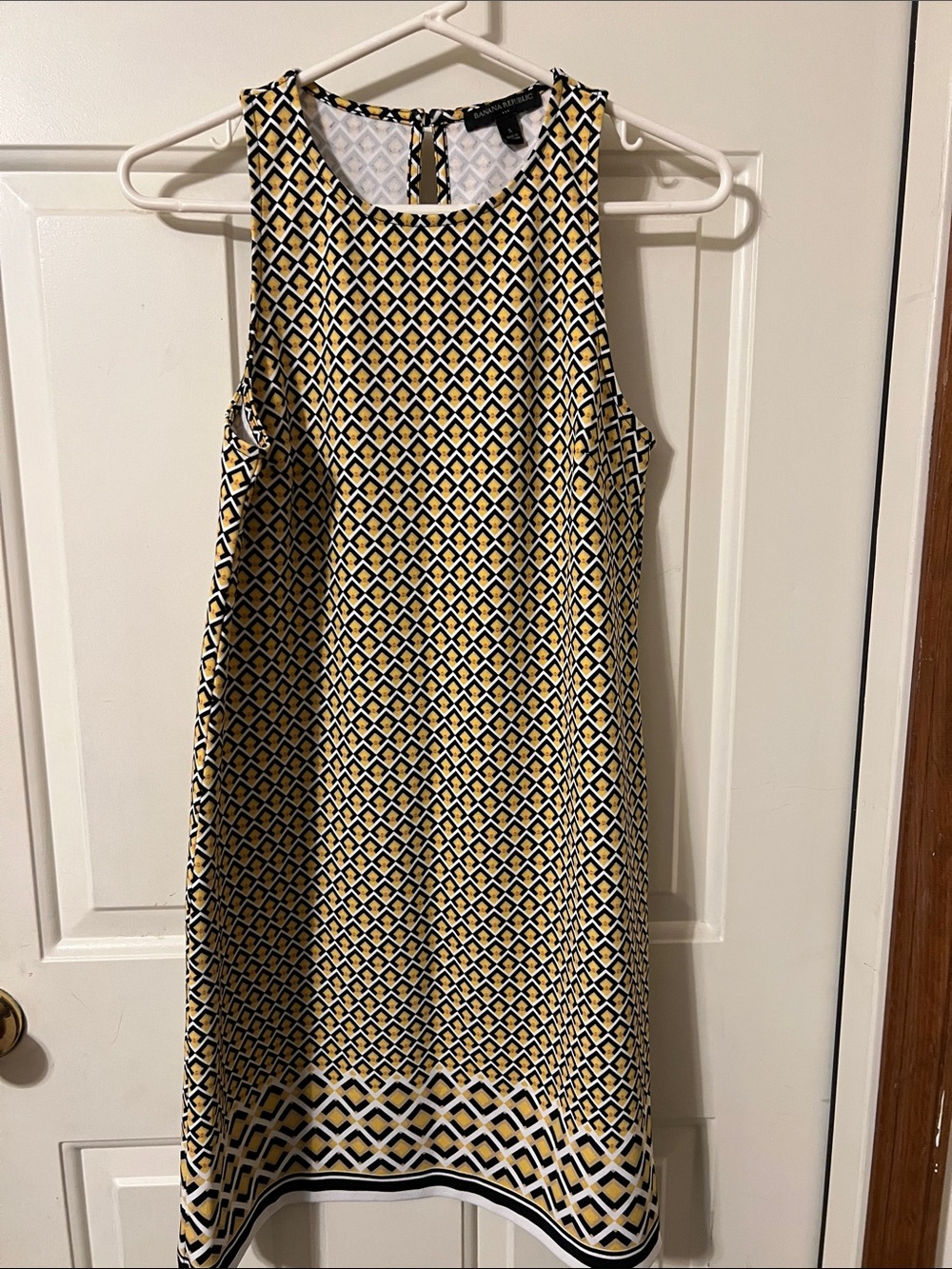 Banana Republic Yellow Navy Geometric Shift Dress